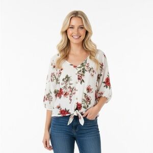 M Fasis medium floral tie front button summer top